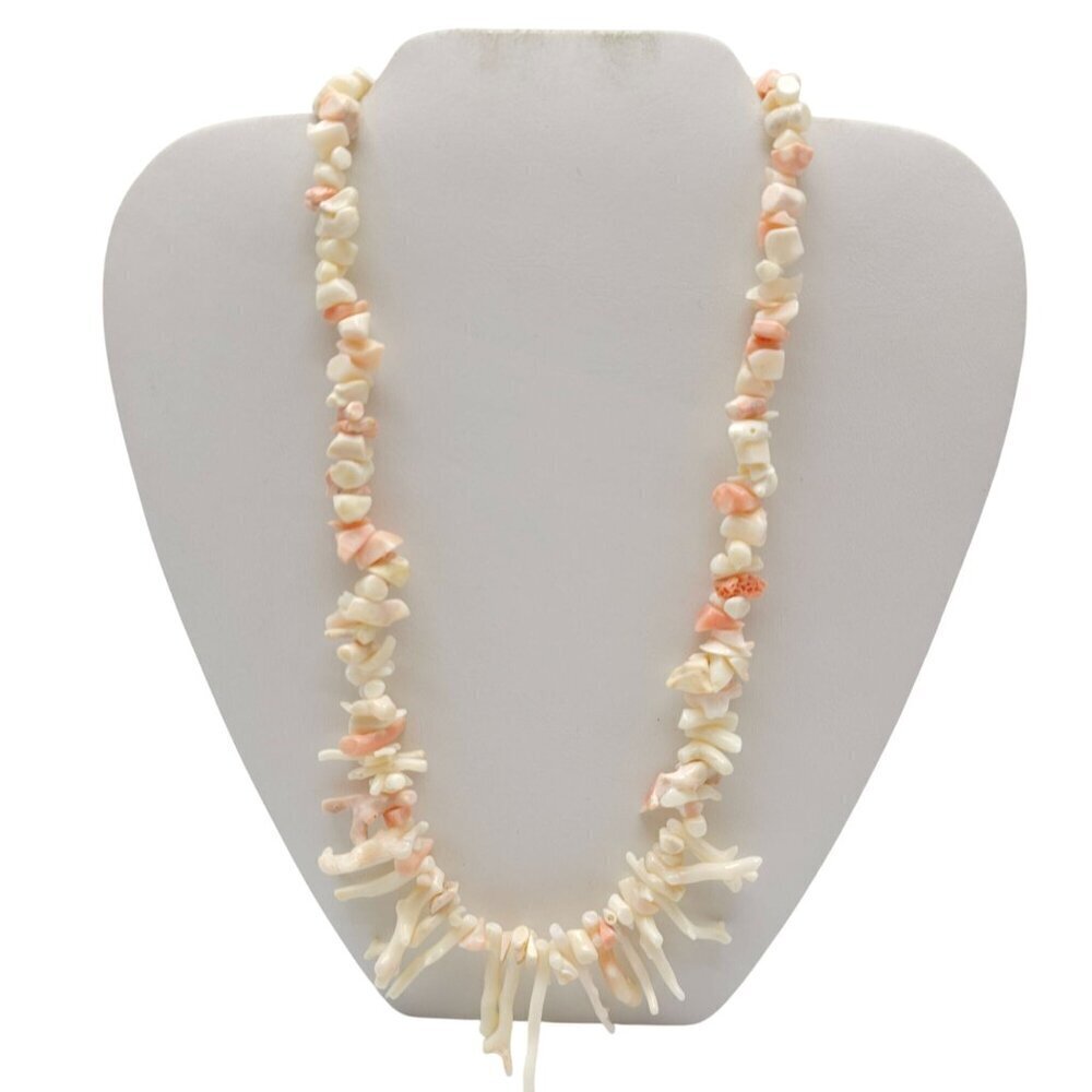 Vintage Native American Angel Skin Coral Beads Branches Necklace 19.5 in